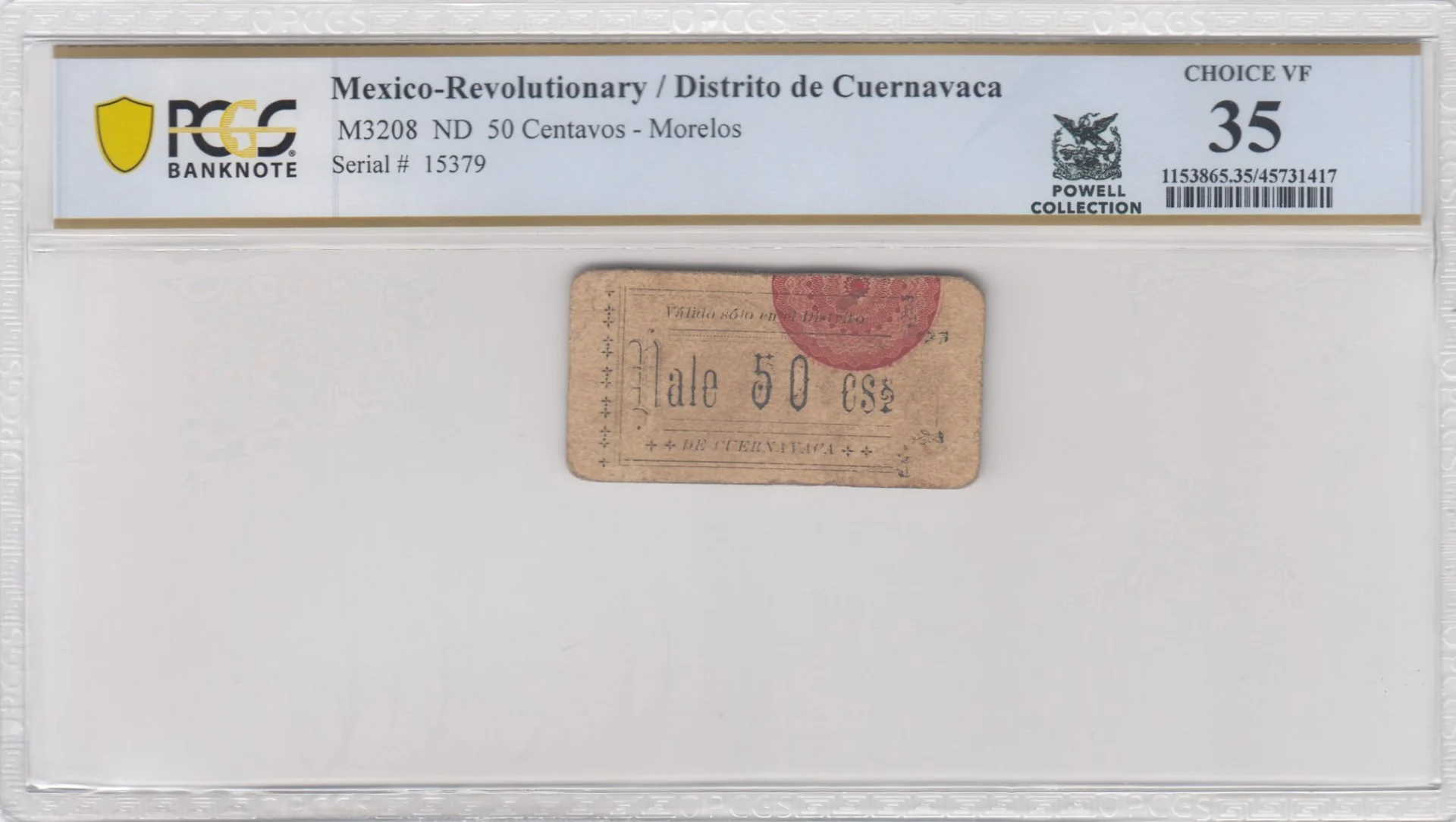 Mexican Currency Revolutionary Currency Revolutionary Currency 50 Centavos Morelos M3208 PCGS Ch VF35 f_35741 Revolutionary Currency 50 Centavos Morelos M3208 PCGS Ch VF35 f_35741