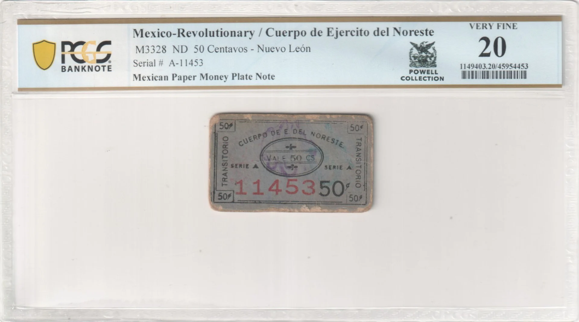 Mexican Currency Revolutionary Currency Revolutionary Currency 50 Centavos Nuevo Leon M3328 PCGS VF20 f_35743 Revolutionary Currency 50 Centavos Nuevo Leon M3328 PCGS VF20 f_35743