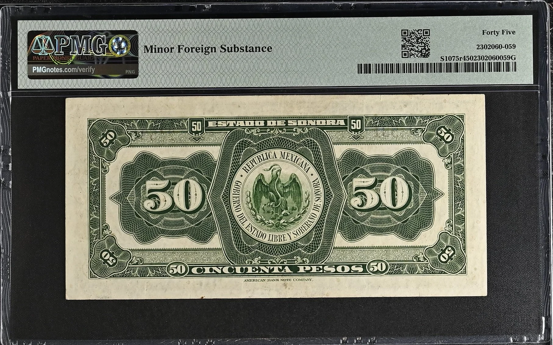 Mexican Currency Revolutionary Currency Revolutionary Currency 50 Pesos 1915 Sonora M3825a P S1075r PMG Ch XF45 f_35760 Revolutionary Currency 50 Pesos 1915 Sonora M3825a P S1075r PMG Ch XF45 f_35760Revolutionary Currency 50 Pesos 1915 Sonora M3825a P S1075r PMG Ch XF45 f_35760 - Image 2