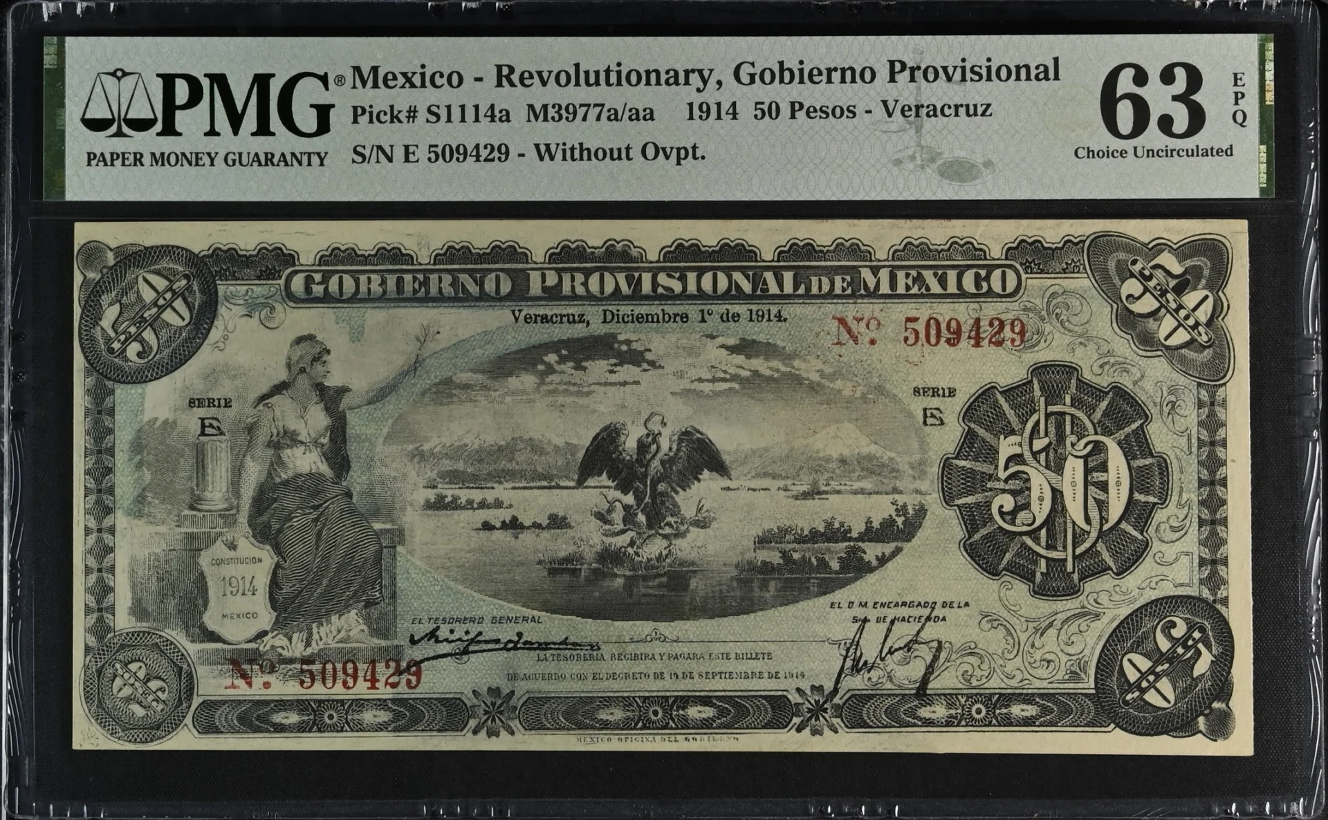 Mexican Currency Revolutionary Currency Revolutionary Currency 50 Pesos 1914 Veracruz PMG Ch UNC63 EPQ M3977a/aa P S1114a f_35761 Revolutionary Currency 50 Pesos 1914 Veracruz PMG Ch UNC63 EPQ M3977a/aa P S1114a f_35761