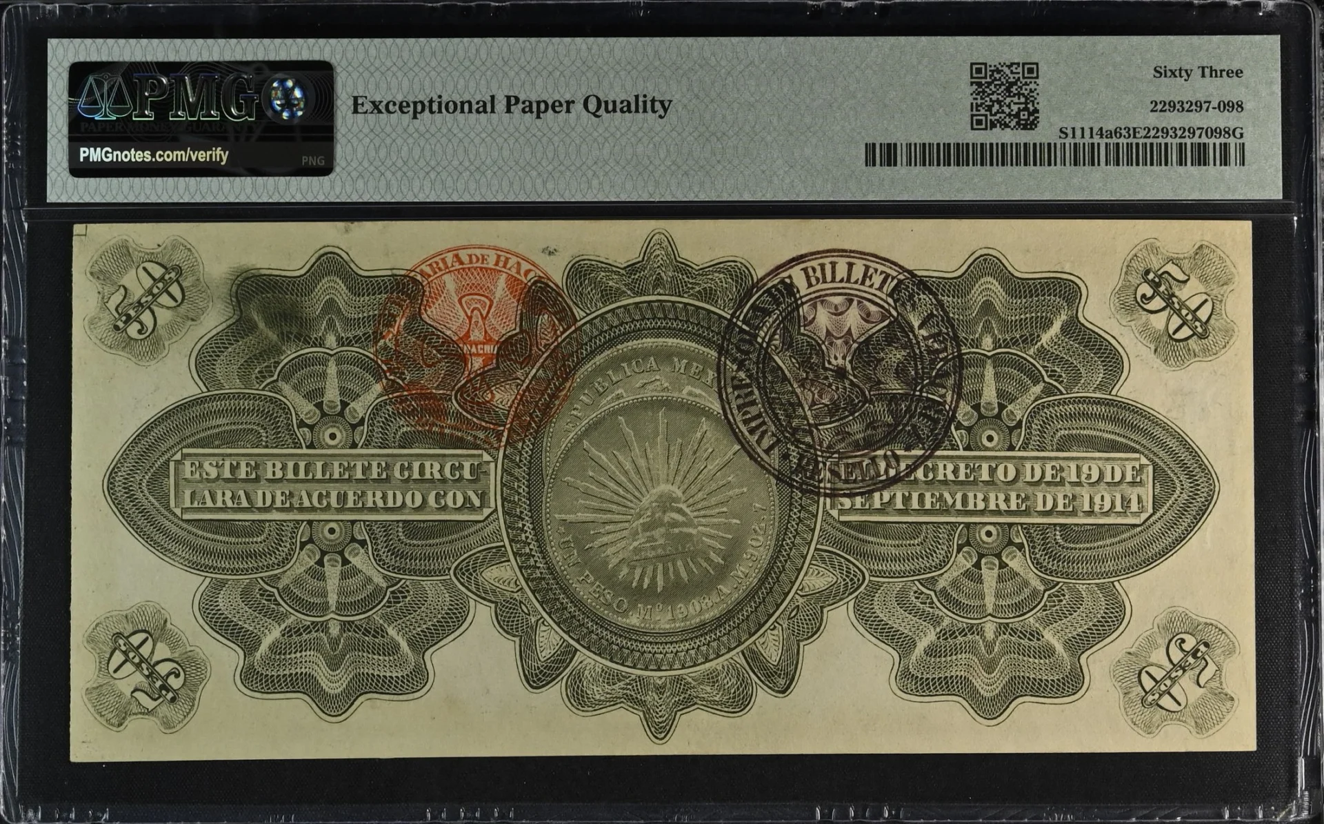 Mexican Currency Revolutionary Currency Revolutionary Currency 50 Pesos 1914 Veracruz PMG Ch UNC63 EPQ M3977a/aa P S1114a f_35761 Revolutionary Currency 50 Pesos 1914 Veracruz PMG Ch UNC63 EPQ M3977a/aa P S1114a f_35761Revolutionary Currency 50 Pesos 1914 Veracruz PMG Ch UNC63 EPQ M3977a/aa P S1114a f_35761 - Image 2