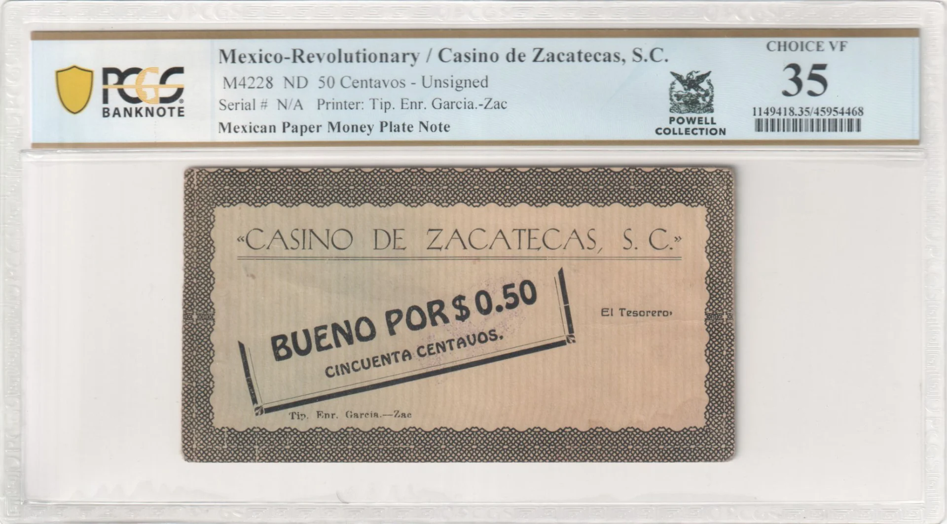 Mexican Currency Revolutionary Currency Revolutionary Currency 50 Centavos Zacatecas M4228 PCGS Ch VF35 f_35764 Revolutionary Currency 50 Centavos Zacatecas M4228 PCGS Ch VF35 f_35764