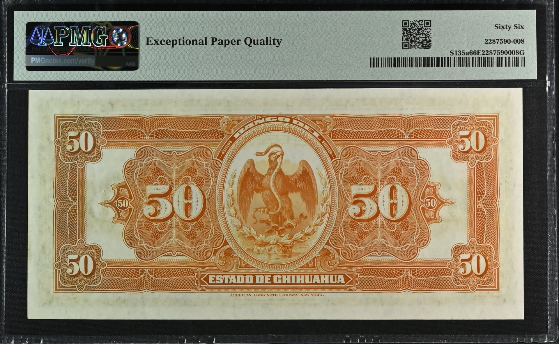 Bancos Mexican Currency Bancos 50 Pesos 1913 Chihuahua M98a P S135a PMG GEM UNC66 EPQ f_35765 Bancos 50 Pesos 1913 Chihuahua M98a P S135a PMG GEM UNC66 EPQ f_35765Bancos 50 Pesos 1913 Chihuahua M98a P S135a PMG GEM UNC66 EPQ f_35765 - Image 2