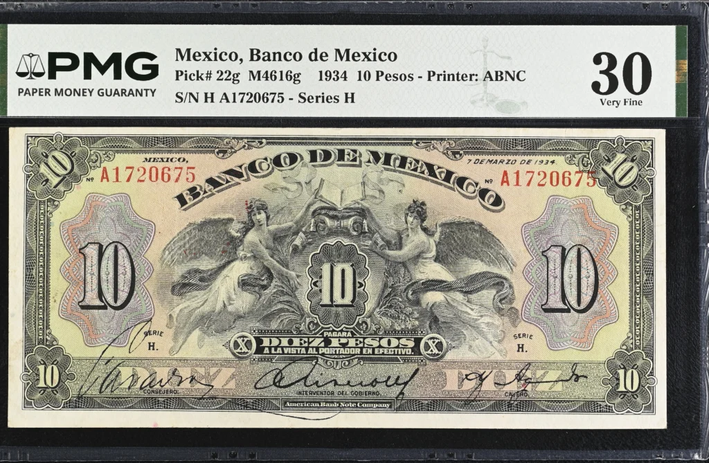 Banco De Mexico 10 Pesos 1934 M4616g P22g PMG VF30 f_35769