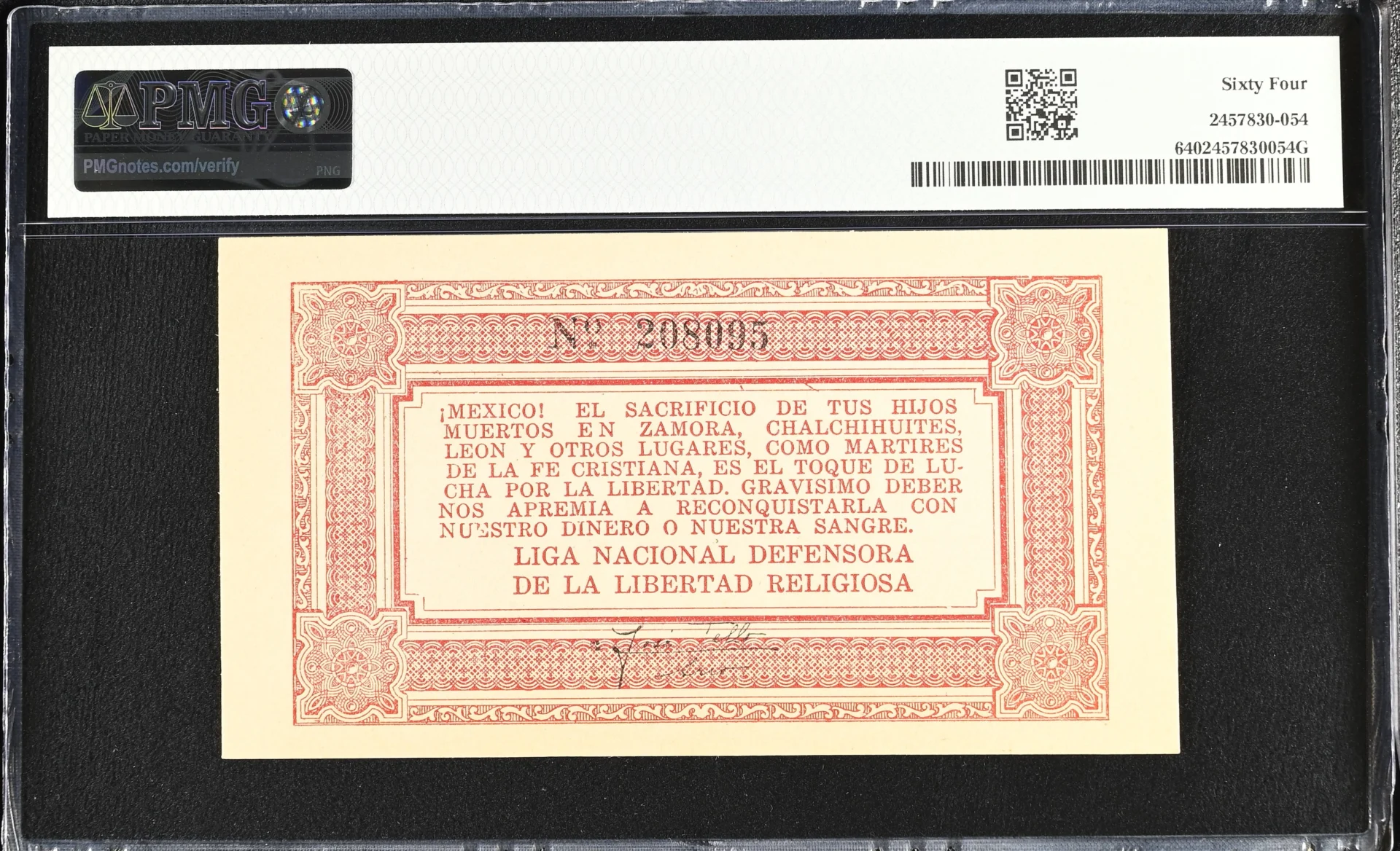 Mexican Currency Post Revolution Post Revolution 20 Centavos 1927 Jalisco M4361 PMG Ch UNC64 f_35773 Post Revolution 20 Centavos 1927 Jalisco M4361 PMG Ch UNC64 f_35773Post Revolution 20 Centavos 1927 Jalisco M4361 PMG Ch UNC64 f_35773 - Image 2