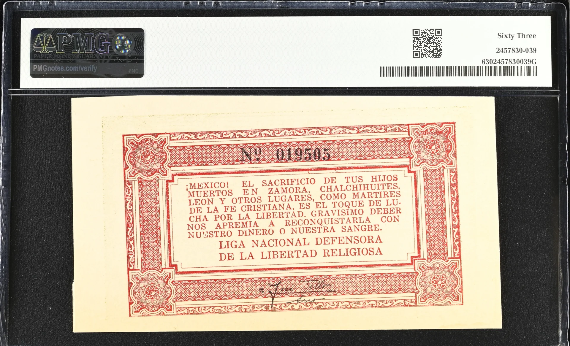 Mexican Currency Post Revolution Post Revolution Peso 1927 Jalisco M4363 PMG Ch UNC63 f_35774 Post Revolution Peso 1927 Jalisco M4363 PMG Ch UNC63 f_35774Post Revolution Peso 1927 Jalisco M4363 PMG Ch UNC63 f_35774 - Image 2
