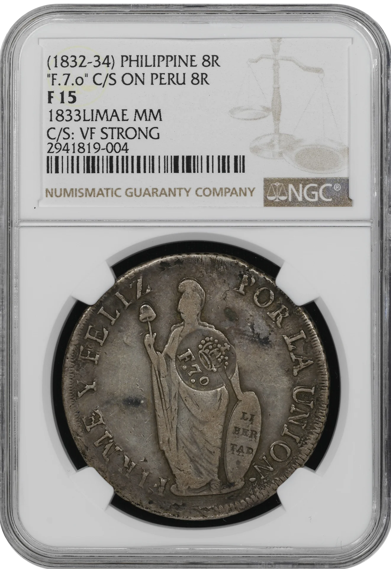Asia Philippines World Coins Philippines 8 Reales (1832-34) NGC F15 0162934 Philippines 8 Reales (1832-34) NGC F15 0162934