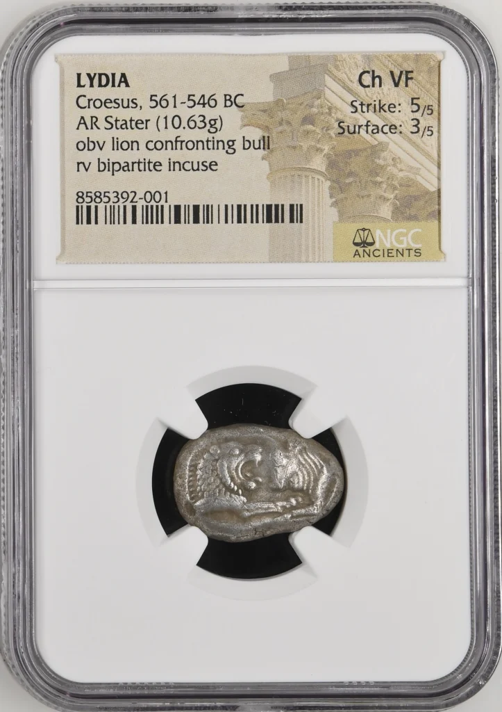 Lydian Kings Croesus 561-546 BC AR Stater NGC Ch VF 0162976