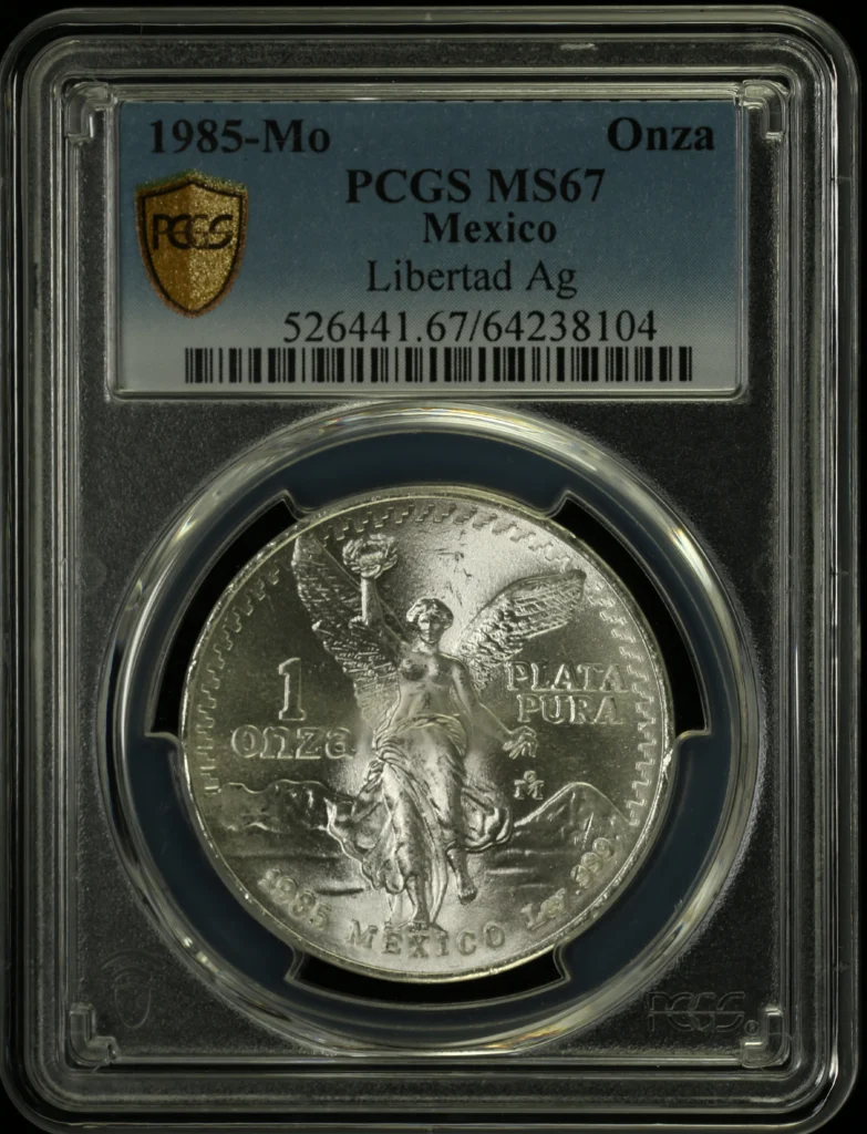 Mexican Coins Modern Silver & Minors Onza Modern Silver & Minors Onza 1985 Mo PCGS MS67 0162553 Modern Silver & Minors Onza 1985 Mo PCGS MS67 0162553
