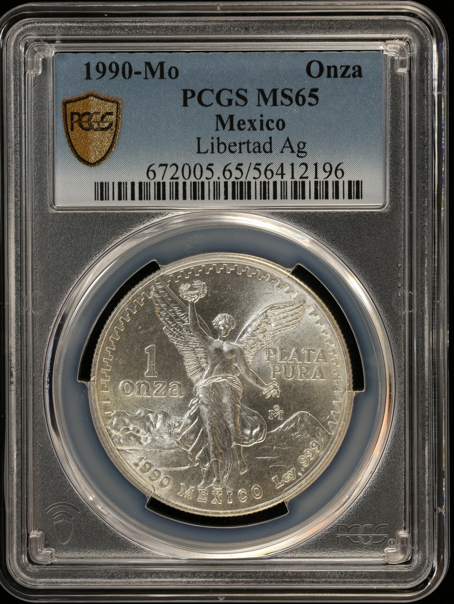 Mexican Coins Modern Silver & Minors Onza Modern Silver & Minors Onza 1990 Mo PCGS MS65 0162754 Modern Silver & Minors Onza 1990 Mo PCGS MS65 0162754Modern Silver & Minors Onza 1990 Mo PCGS MS65 0162754