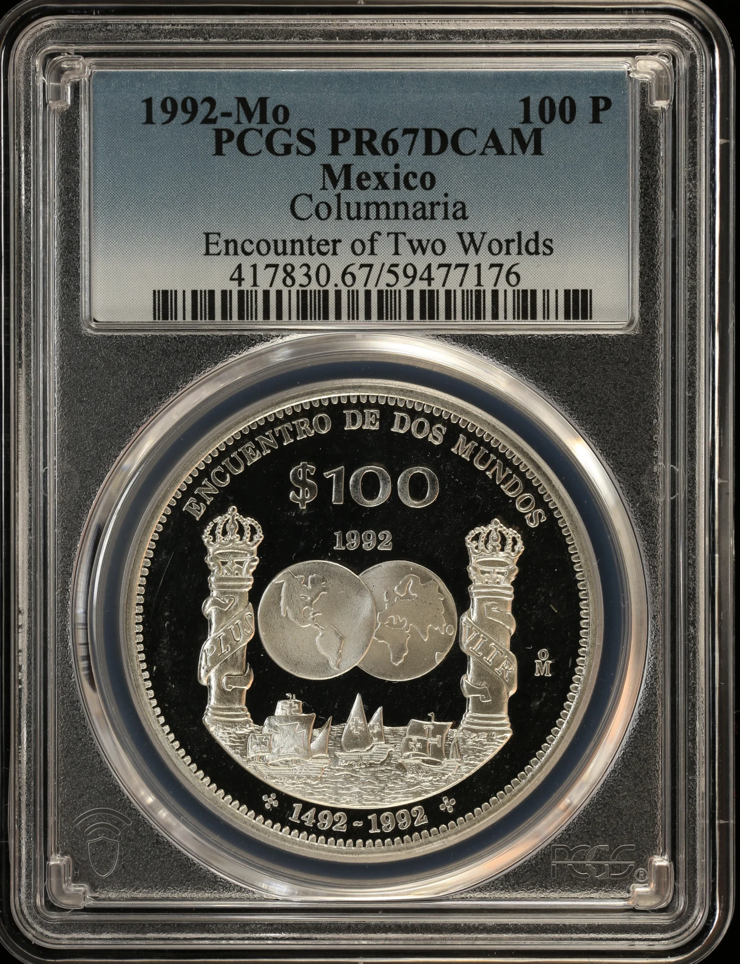 100 Peso Mexican Coins Modern Silver & Minors Modern Silver & Minors 100 Peso 1992 Mo PCGS PR67DCAM 0162882 Modern Silver & Minors 100 Peso 1992 Mo PCGS PR67DCAM 0162882