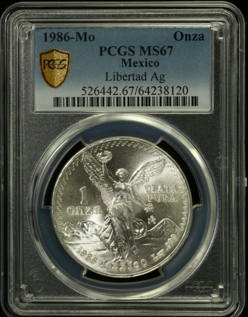 Mexican Coins Modern Silver & Minors Onza Modern Silver & Minors Onza 1986 Mo PCGS MS67 0162622 Modern Silver & Minors Onza 1986 Mo PCGS MS67 0162622