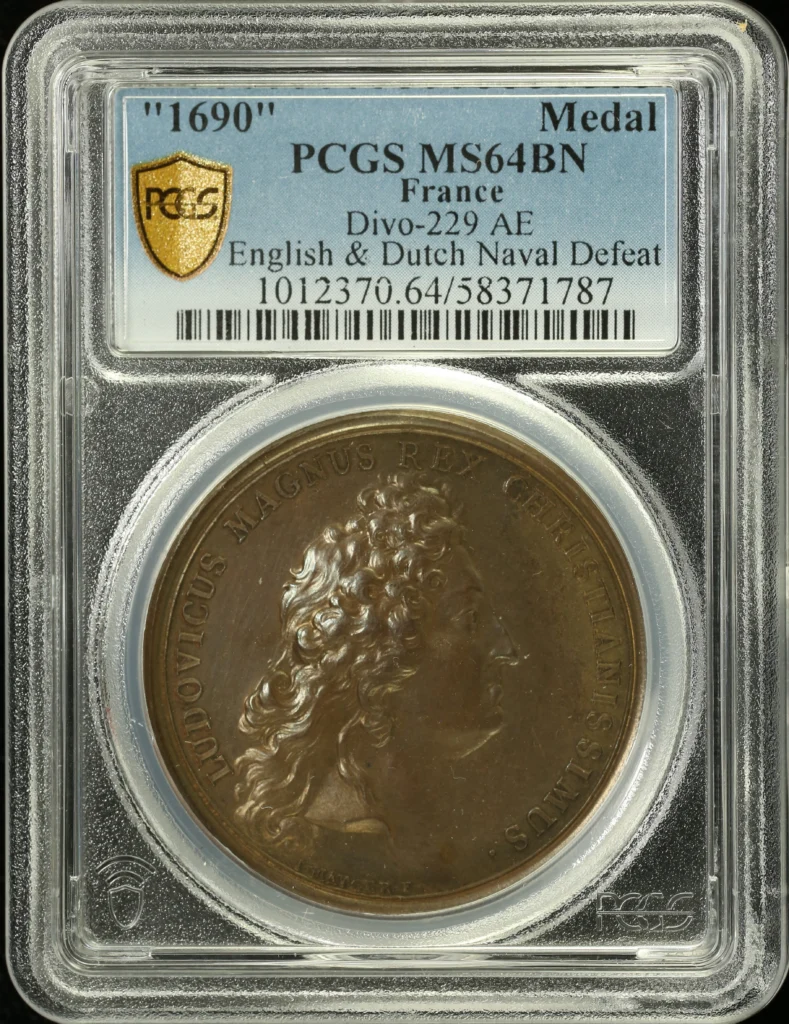 France English & Dutch Naval Defeat Bronze Medal 1690 Divo-229 PCGS MS64BN 0162666