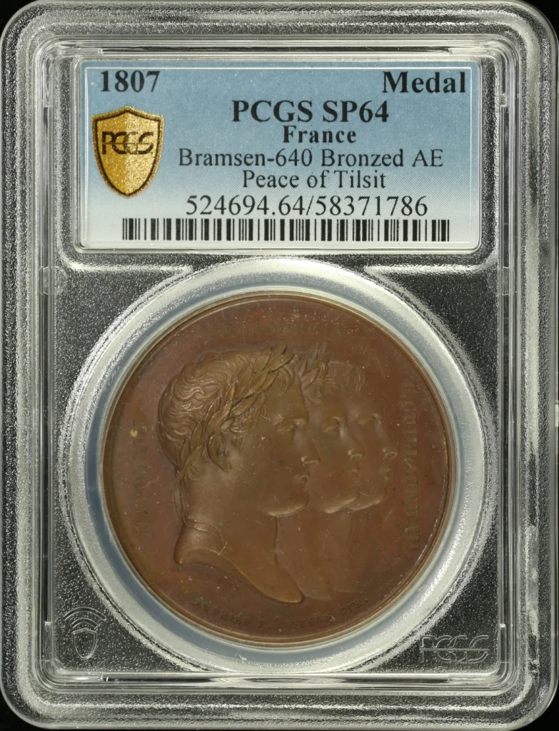 France Peace of Tilsit Bronzed Medal 1807 Bramsen-640 PCGS SP64 0162676