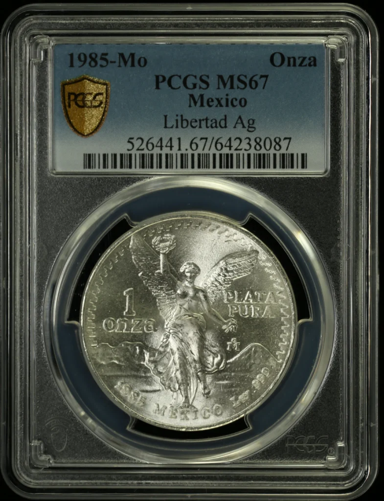 Mexican Coins Modern Silver & Minors Onza Modern Silver & Minors Onza 1985 Mo PCGS MS67 0162554 Modern Silver & Minors Onza 1985 Mo PCGS MS67 0162554