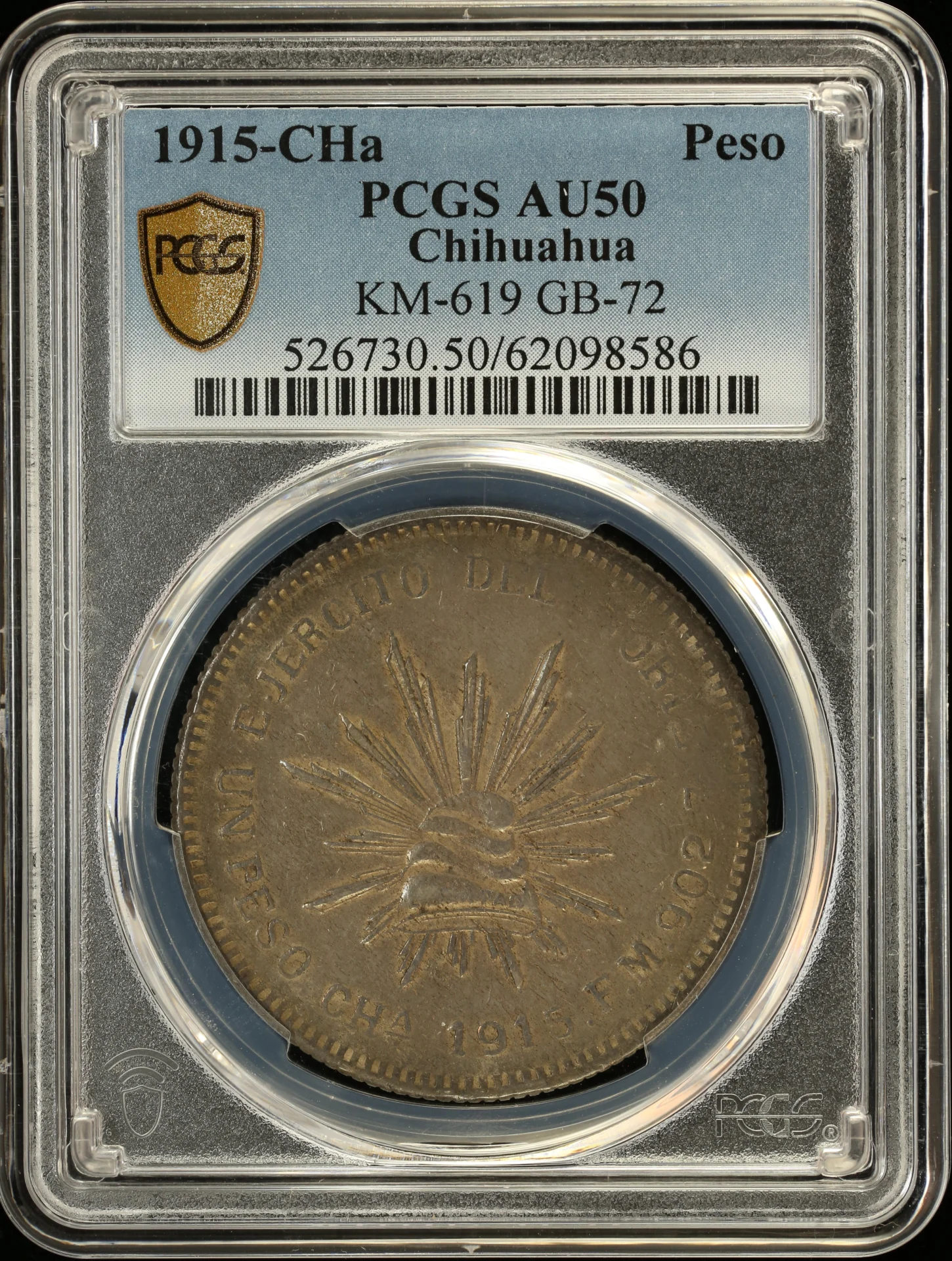 Chihuahua Mexican Coins Revolution Chihuahua Army of the North Peso 1915 CHa PCGS AU50 KM-619 0162689 Chihuahua Army of the North Peso 1915 CHa PCGS AU50 KM-619 0162689