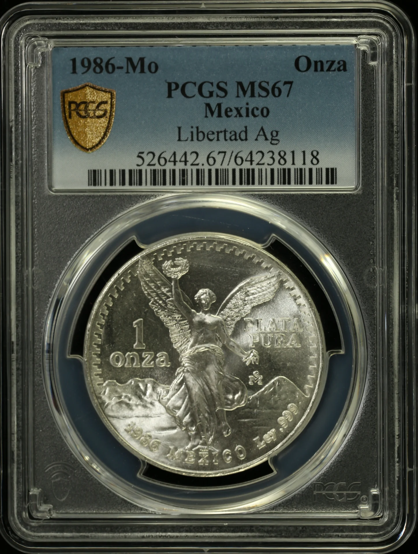 Modern Silver & Minors Onza 1986 Mo PCGS MS67 0162628