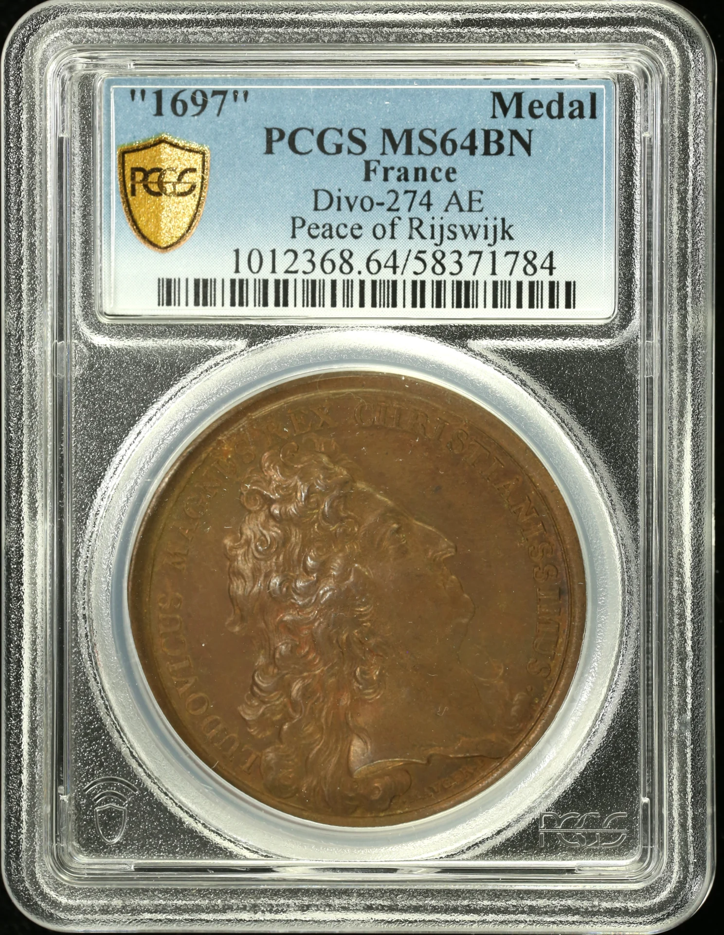 Europe France World Coins France Peace of Rijswijk Medal 1697 Divo-274 PCGS MS64BN 0162661 France Peace of Rijswijk Medal 1697 Divo-274 PCGS MS64BN 0162661France Peace of Rijswijk Medal 1697 Divo-274 PCGS MS64BN 0162661