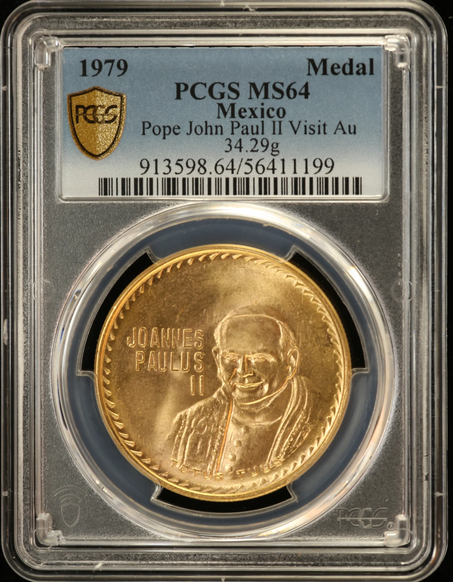 Medals & Tokens Pope John Paul II Visit Gold Medal 1979 PCGS MS64 0162740