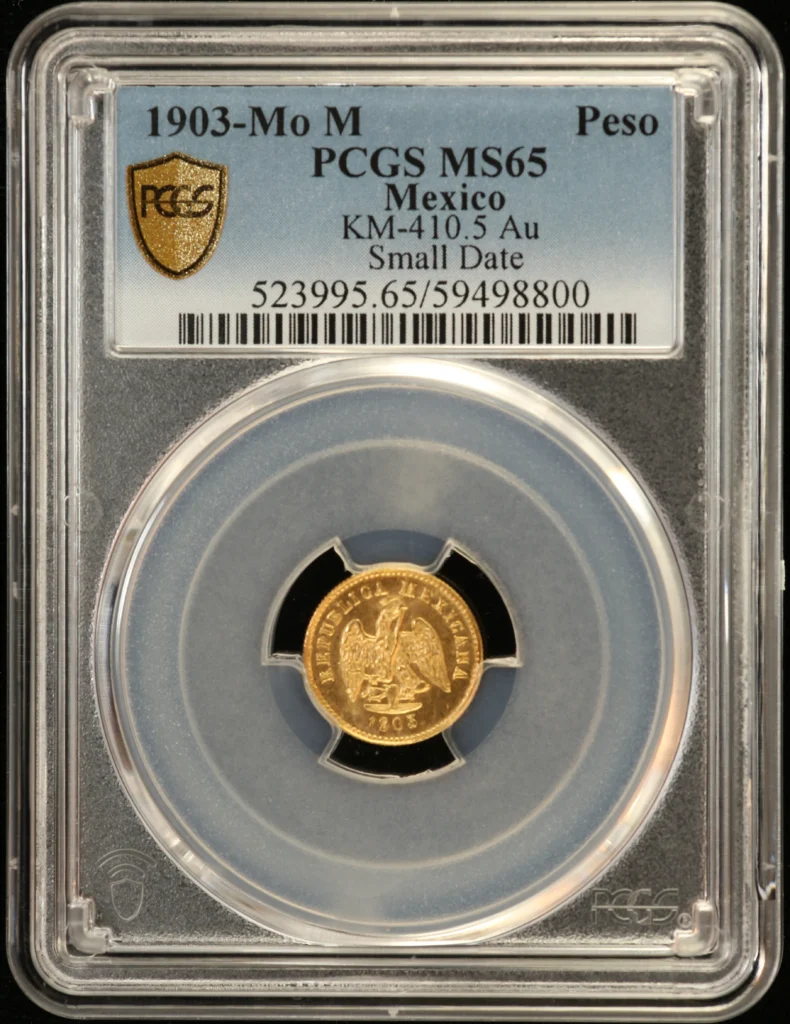 Mexican Coins Republic Gold Republic Gold Peso 1903 Mo M PCGS MS65 KM-410.5 0162770 Republic Gold Peso 1903 Mo M PCGS MS65 KM-410.5 0162770