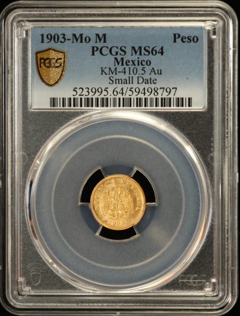 Mexican Coins Republic Gold Republic Gold Peso 1903 Mo M PCGS MS64 KM-410.5 0162772 Republic Gold Peso 1903 Mo M PCGS MS64 KM-410.5 0162772