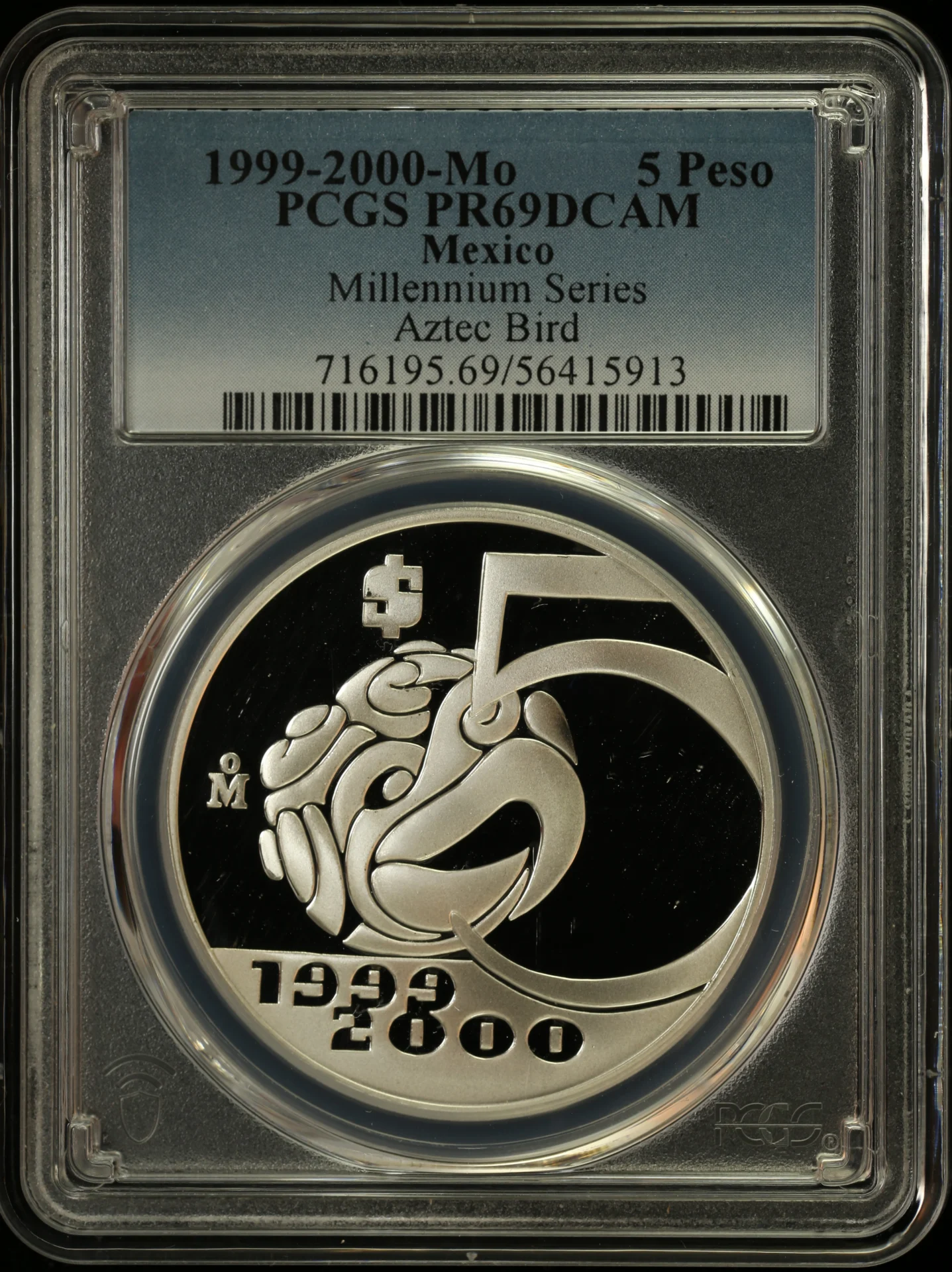 5 Peso Mexican Coins Modern Silver & Minors Modern Silver & Minors 5 Peso 1999-2000 Mo PCGS PR69DCAM 0162781 Modern Silver & Minors 5 Peso 1999-2000 Mo PCGS PR69DCAM 0162781Modern Silver & Minors 5 Peso 1999-2000 Mo PCGS PR69DCAM 0162781