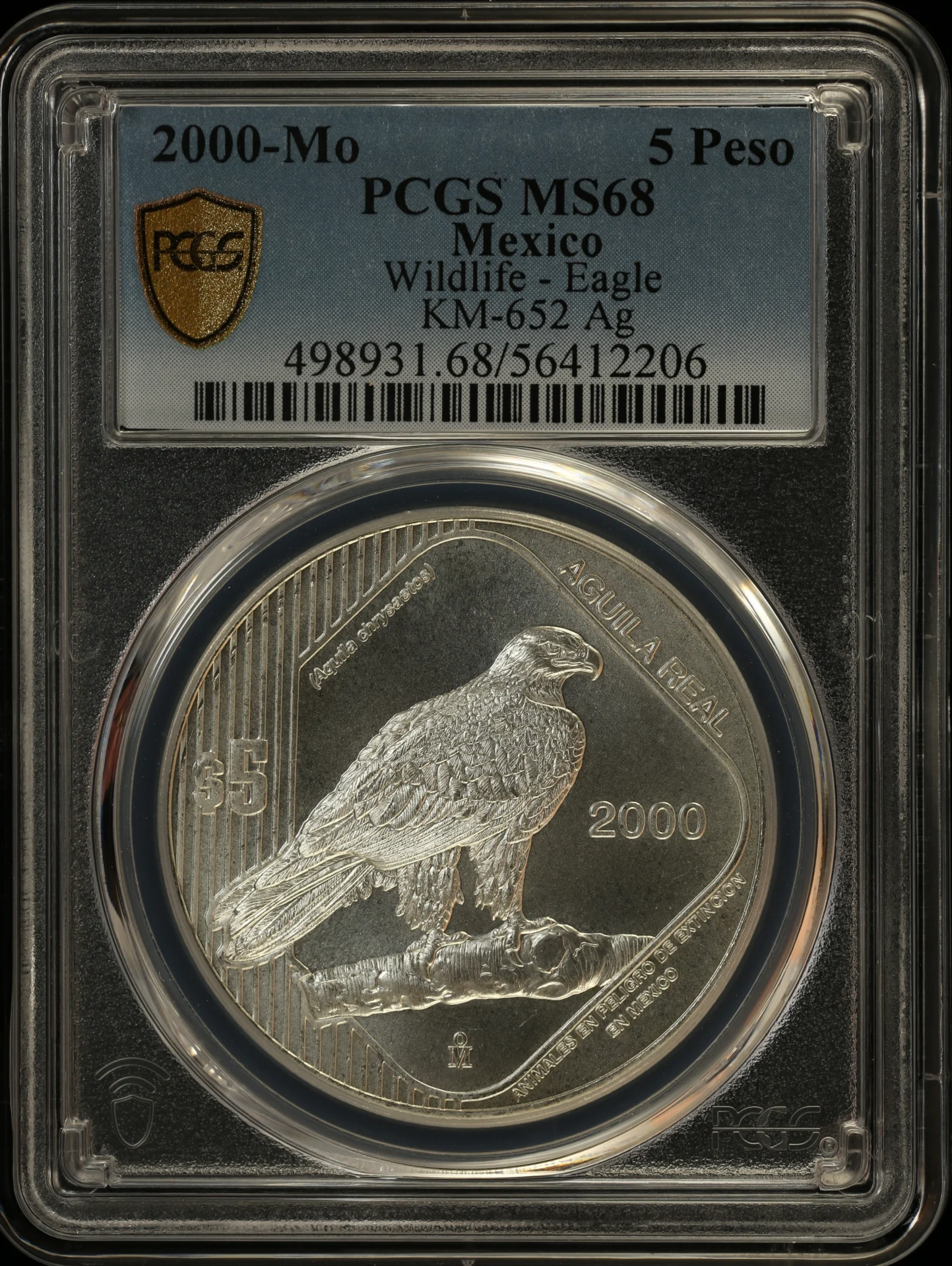 5 Peso Mexican Coins Modern Silver & Minors Modern Silver & Minors 5 Peso 2000 Mo PCGS MS68 KM-652 0162806 Modern Silver & Minors 5 Peso 2000 Mo PCGS MS68 KM-652 0162806Modern Silver & Minors 5 Peso 2000 Mo PCGS MS68 KM-652 0162806