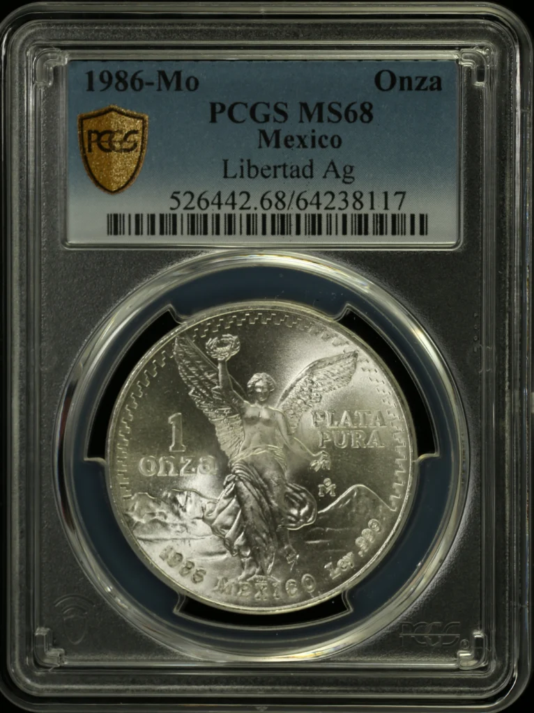 Modern Silver & Minors Onza 1986 Mo PCGS MS68 0162635