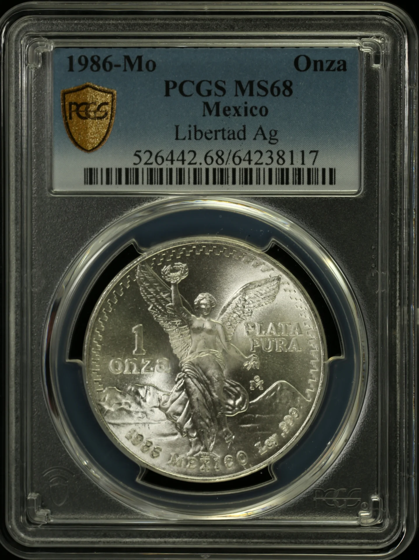Modern Silver & Minors Onza 1986 Mo PCGS MS68 0162635
