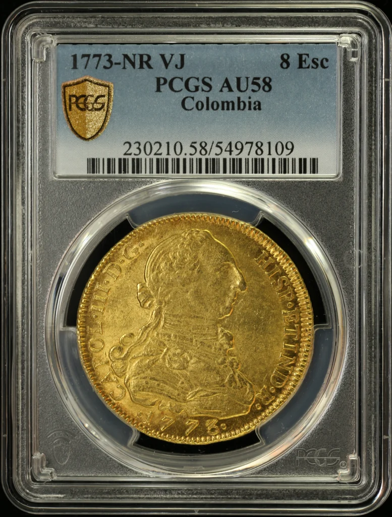 Colombia 8 Escudos 1773 Nr VJ PCGS AU58 0162489