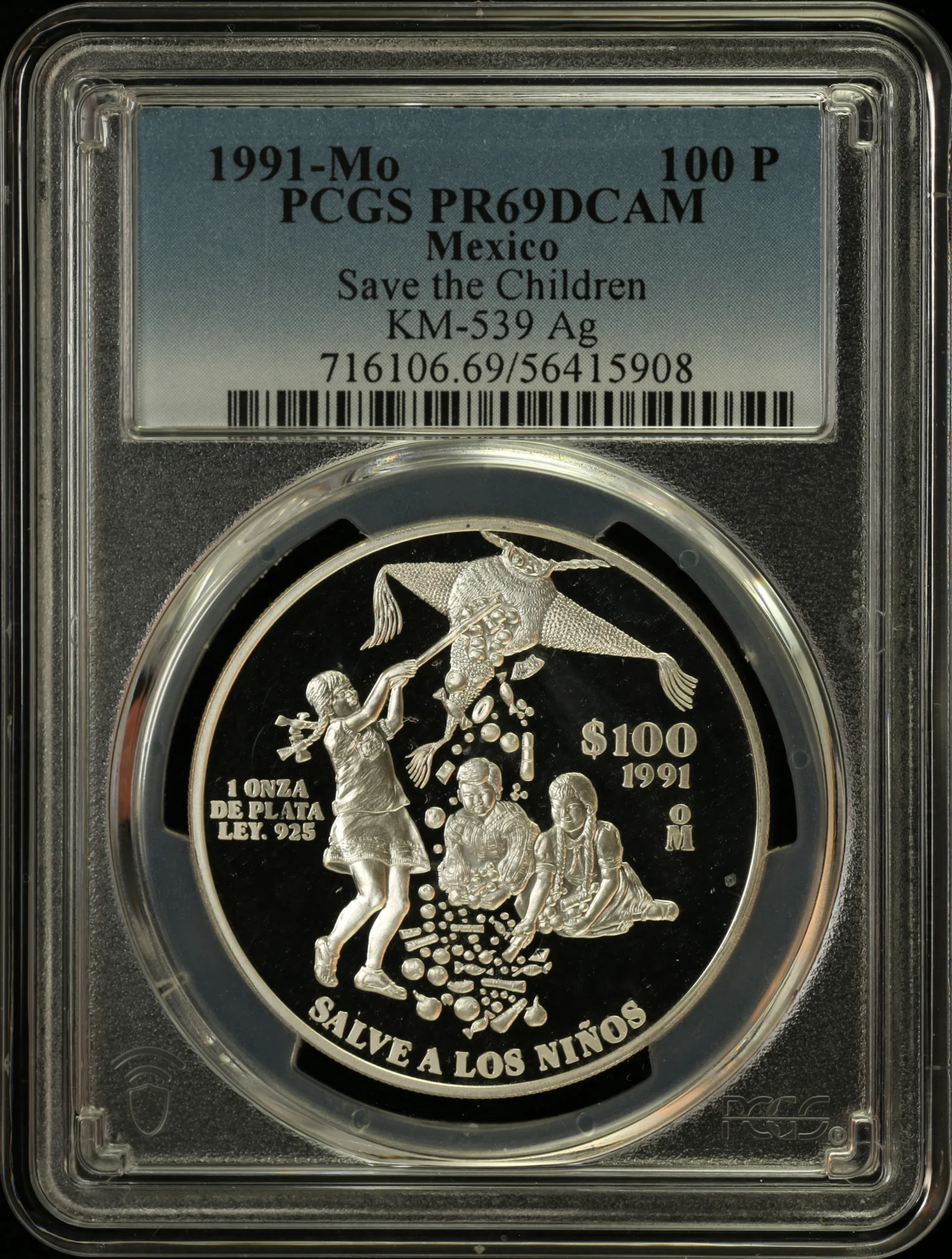 100 Peso Mexican Coins Modern Silver & Minors Modern Silver & Minors 100 Peso 1991 Mo PCGS PR69DCAM KM-539 0162788 Modern Silver & Minors 100 Peso 1991 Mo PCGS PR69DCAM KM-539 0162788Modern Silver & Minors 100 Peso 1991 Mo PCGS PR69DCAM KM-539 0162788