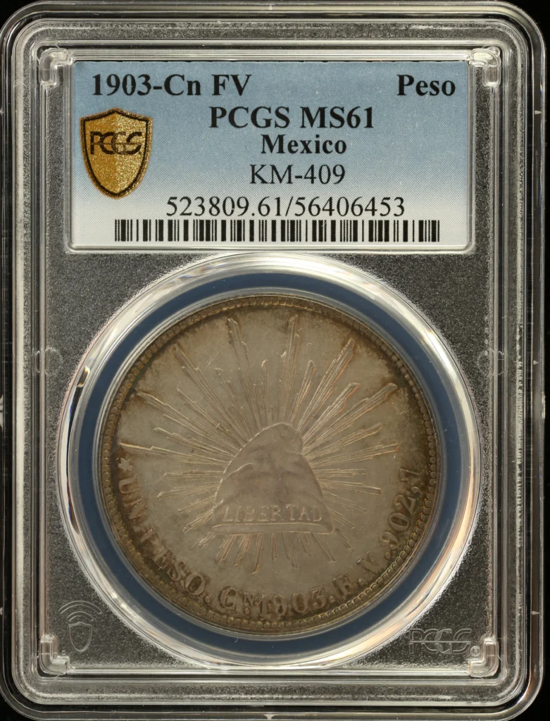 Republic Silver & Minors Peso 1903 Cn FV PCGS MS61 KM-409 0162760