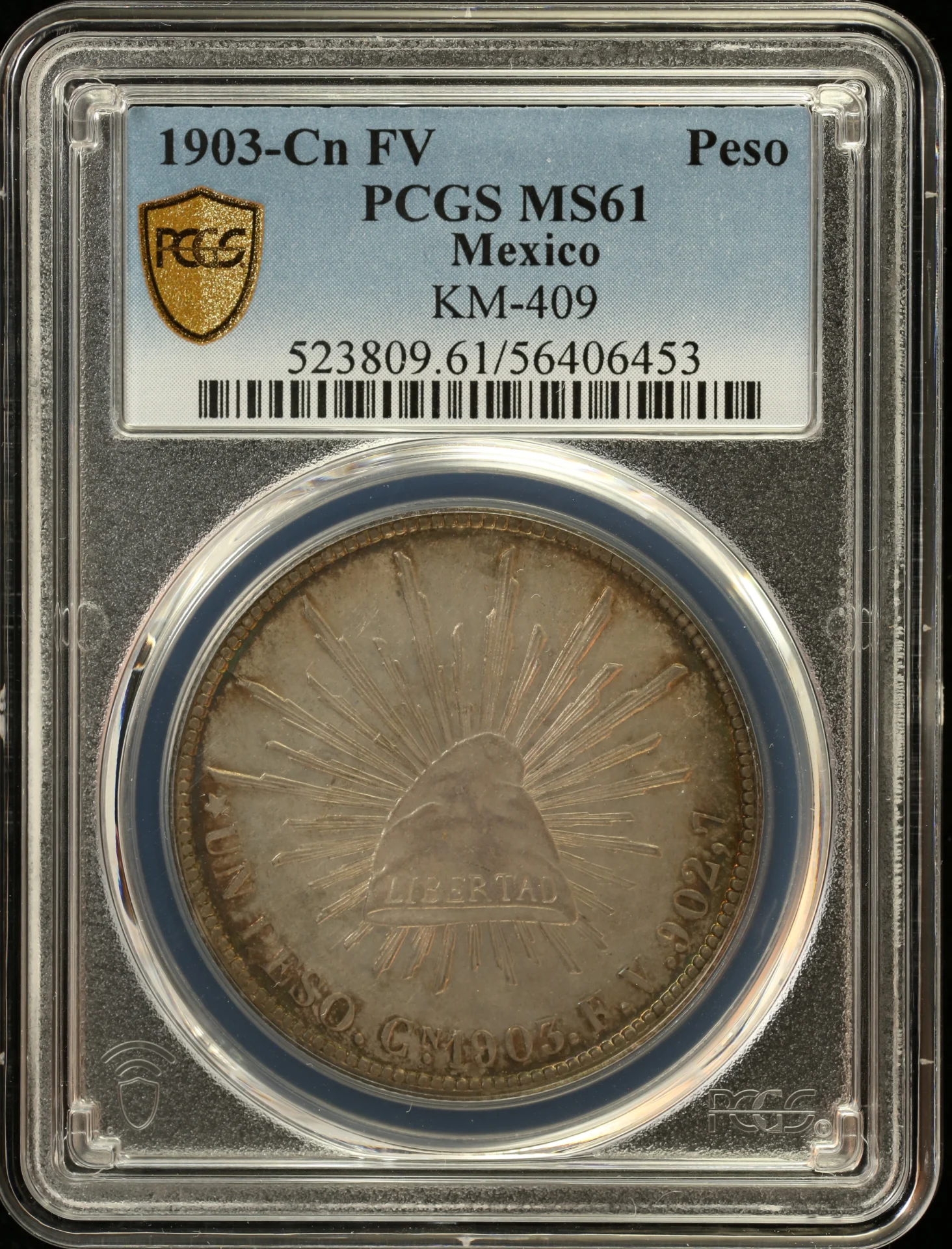 Mexican Coins Republic Silver & Minors Republic Silver & Minors Peso 1903 Cn FV PCGS MS61 KM-409 0162760 Republic Silver & Minors Peso 1903 Cn FV PCGS MS61 KM-409 0162760