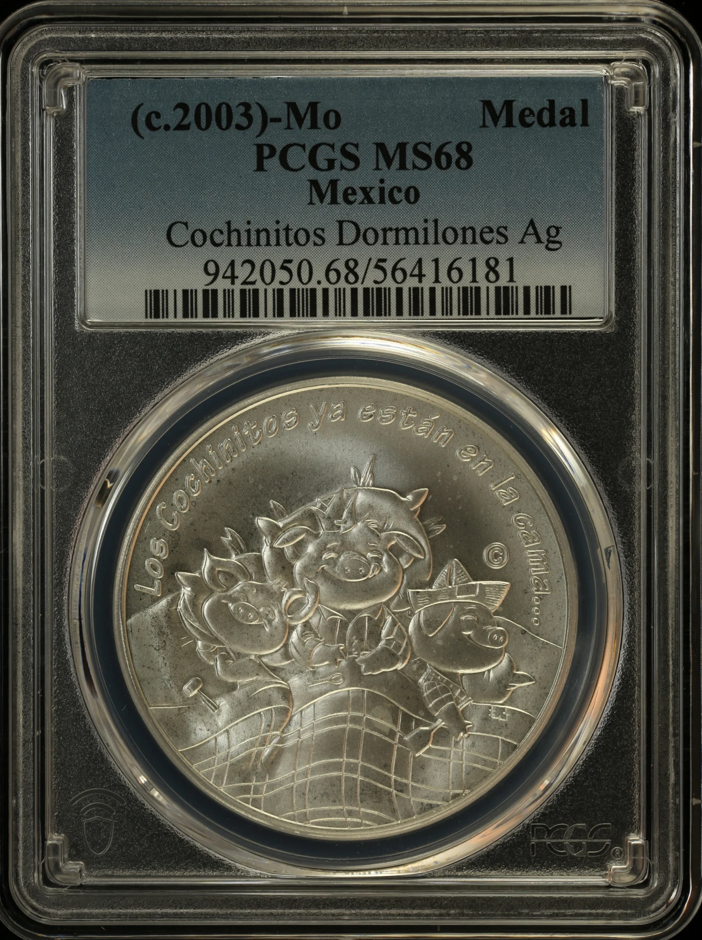 Medals & Tokens Cochinitos Dormilones Silver Medal (c.2003) Mo PCGS MS68 0162852