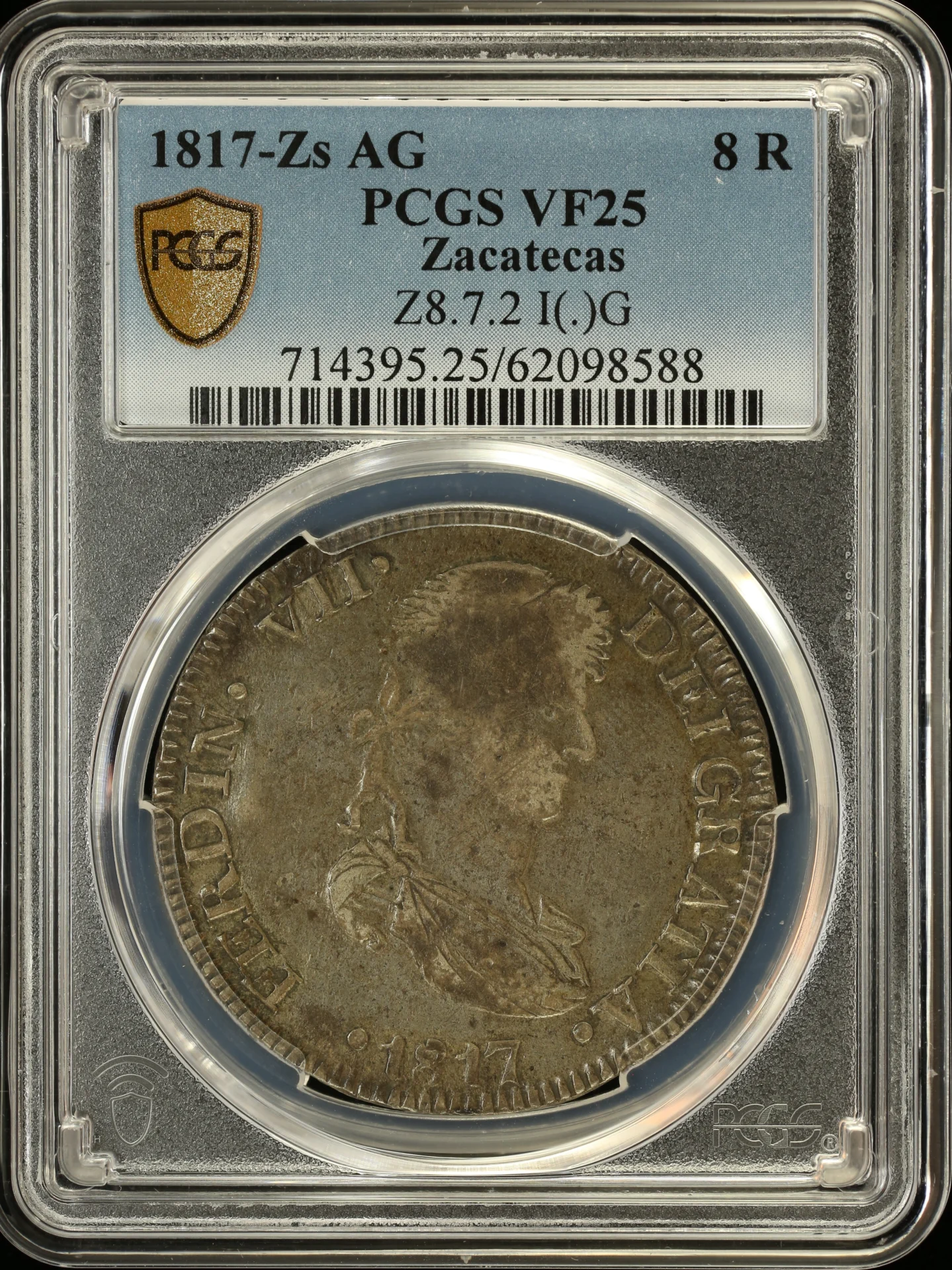 Mexican Coins War For Independence War For Independence 8 Reales 1817 Zs AG PCGS VF25 0162947 War For Independence 8 Reales 1817 Zs AG PCGS VF25 0162947
