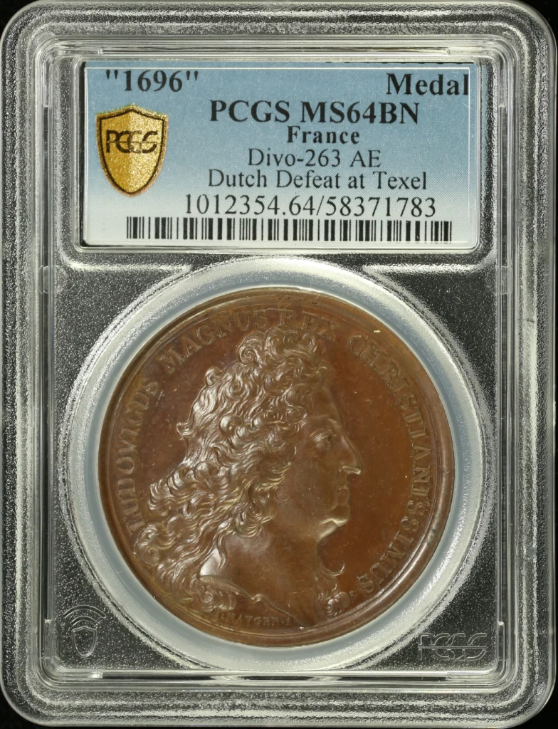 France Dutch Defeat at Texel Bronze Medal 1696 PCGS MS64BN Divo-263 0162663