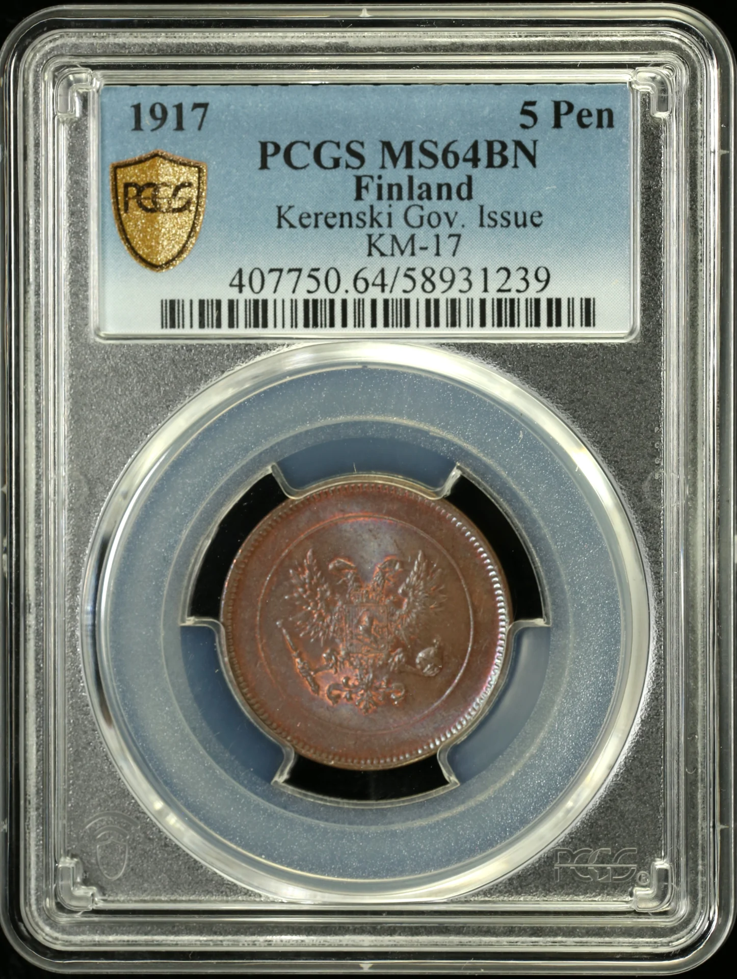 Europe Finland World Coins Finland 5 Pennia 1917 KM-17 PCGS MS64BN 0162999 Finland 5 Pennia 1917 KM-17 PCGS MS64BN 0162999Finland 5 Pennia 1917 KM-17 PCGS MS64BN 0162999