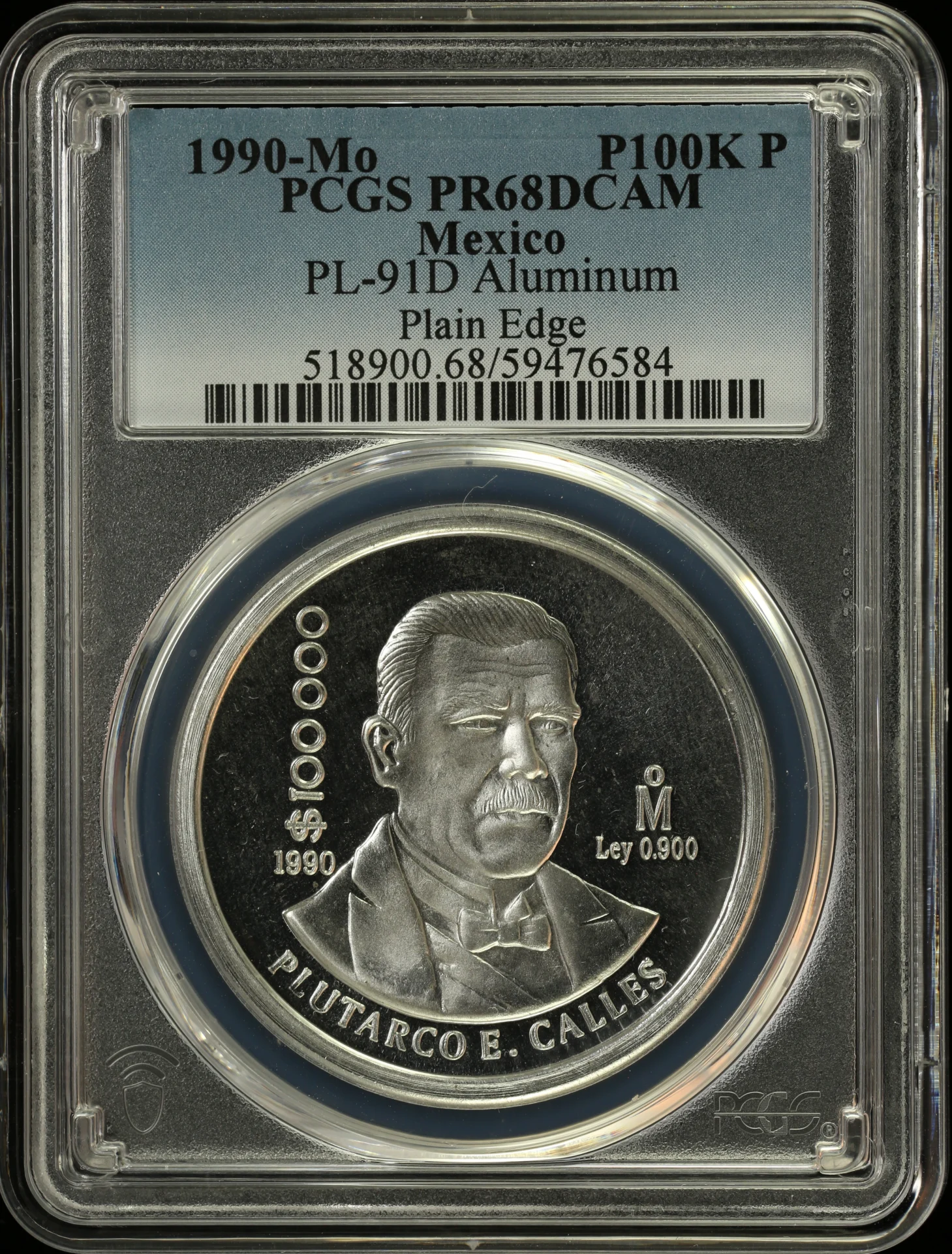 000 Pesos 100 Mexican Coins Modern Silver & Minors Modern Silver & Minors 100,000 Peso 1990 Mo PCGS PR68DCAM PL-91D 0162889 Modern Silver & Minors 100,000 Peso 1990 Mo PCGS PR68DCAM PL-91D 0162889