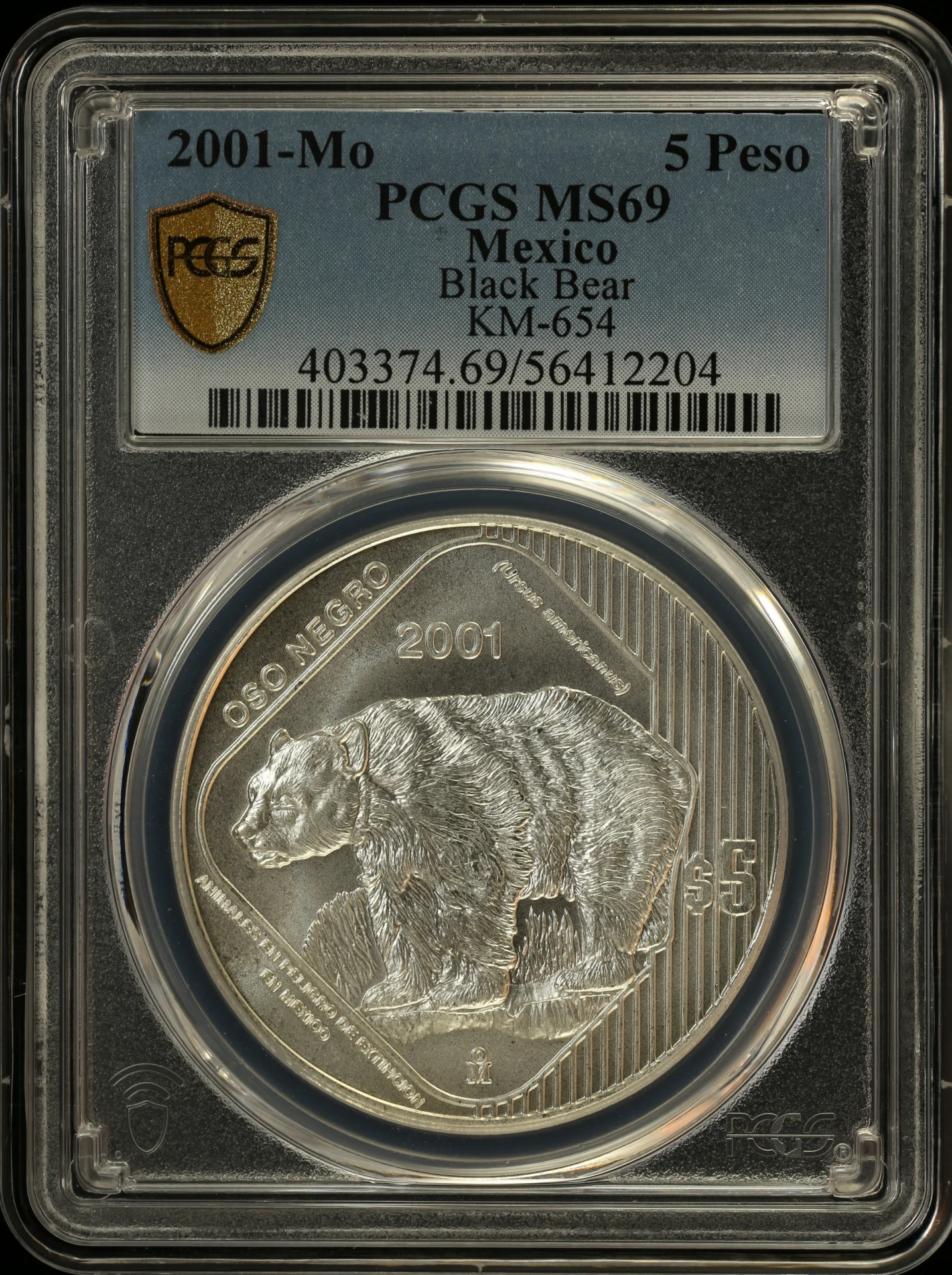 5 Peso Mexican Coins Modern Silver & Minors Modern Silver & Minors 5 Peso 2001 Mo PCGS MS69 KM-654 0162808 Modern Silver & Minors 5 Peso 2001 Mo PCGS MS69 KM-654 0162808Modern Silver & Minors 5 Peso 2001 Mo PCGS MS69 KM-654 0162808
