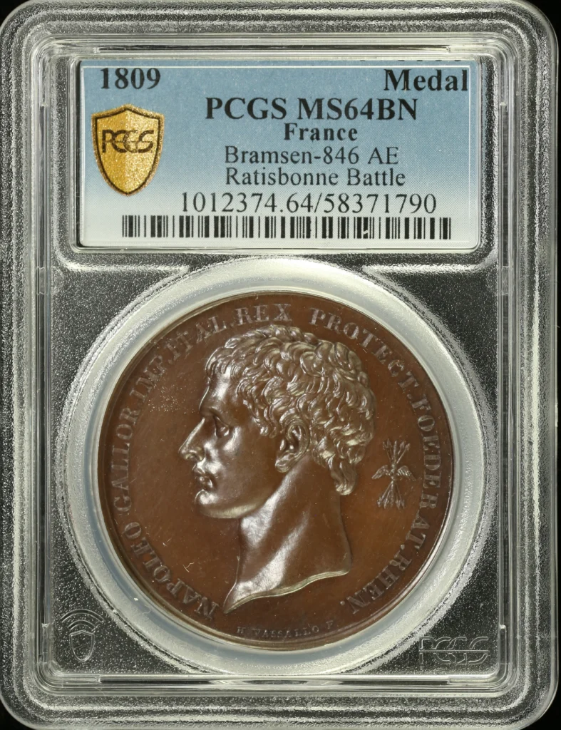 France Ratisbonne Battle Bronzed Medal 1809 Bramsen-846 PCGS MS64BN 0162680
