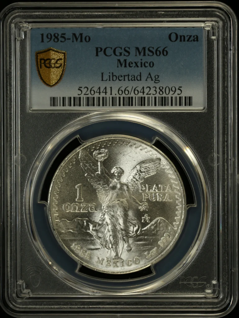 Mexican Coins Modern Silver & Minors Onza Modern Silver & Minors Onza 1985 Mo PCGS MS66 0162542 Modern Silver & Minors Onza 1985 Mo PCGS MS66 0162542