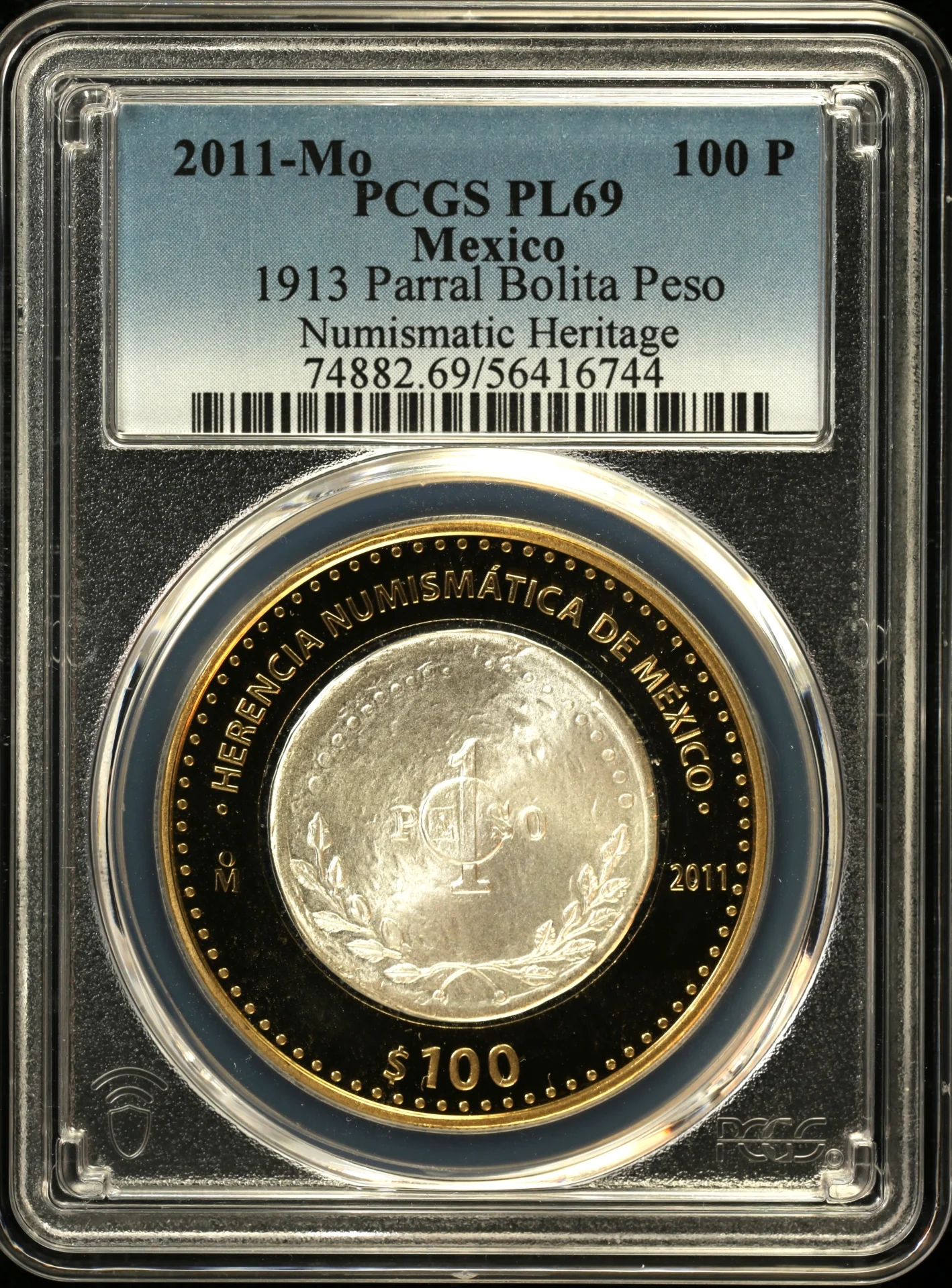 100 Peso Mexican Coins Modern Silver & Minors Modern Silver & Minors 100 Peso 2011 Mo PCGS PL69 0162819 Modern Silver & Minors 100 Peso 2011 Mo PCGS PL69 0162819