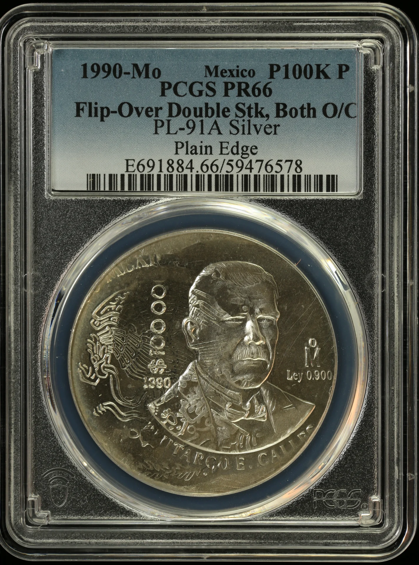 000 Pesos 100 Mexican Coins Mint Errors Modern Silver & Minors Mint Errors Modern Silver & Minors 100,000 Peso 1990 Mo PCGS PR66 PL-91A 0162890 Mint Errors Modern Silver & Minors 100,000 Peso 1990 Mo PCGS PR66 PL-91A 0162890