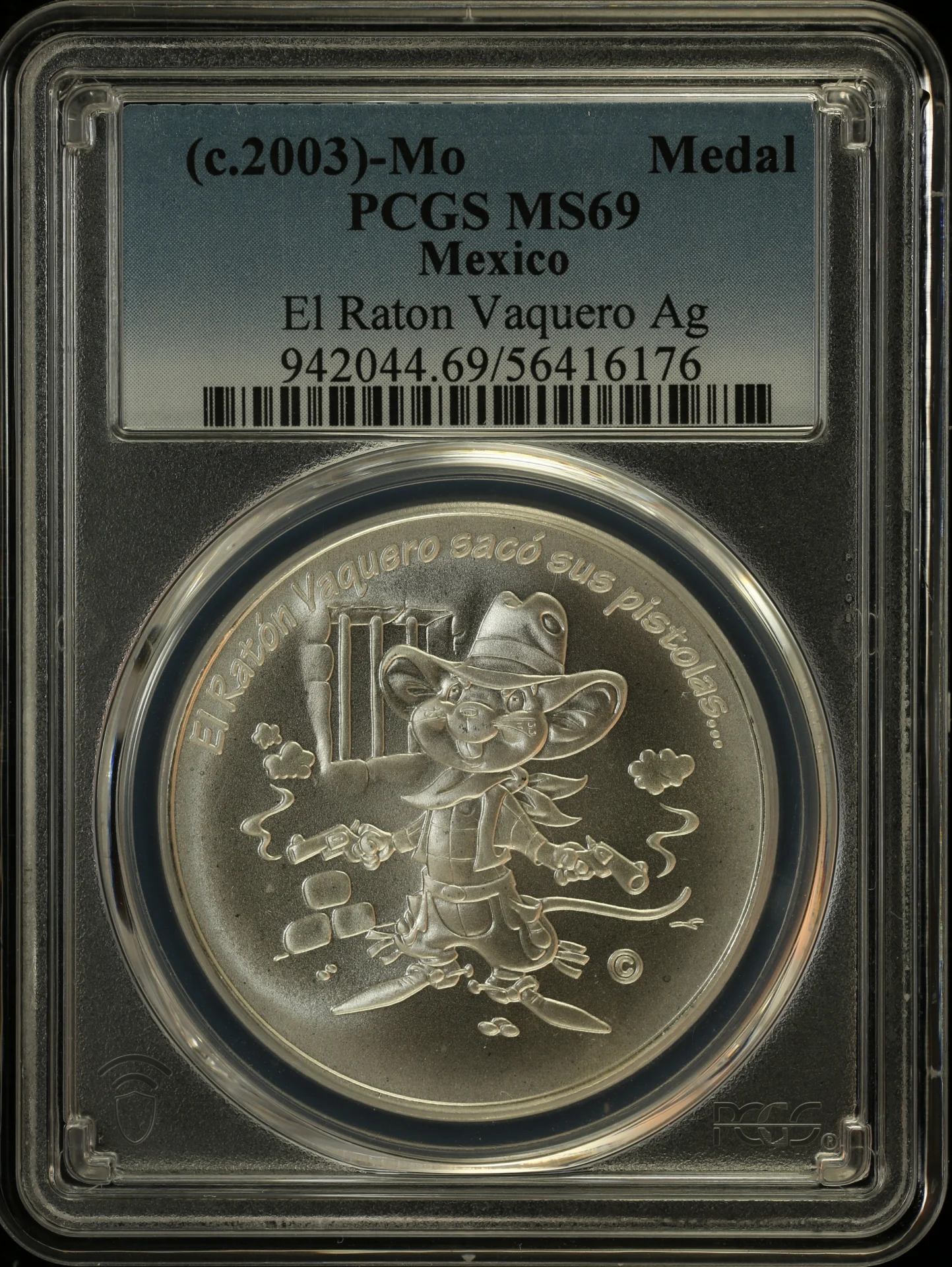 Medals & Tokens El Raton Vaquero Silver Medal (c.2003) Mo PCGS MS69 0162856