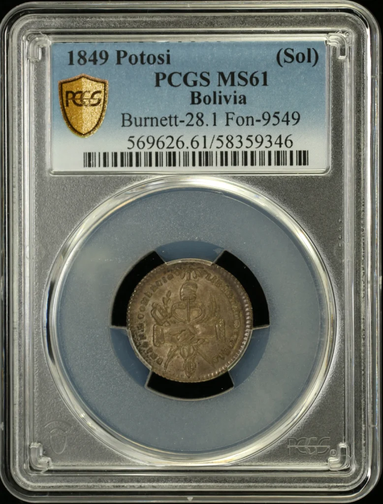 Bolivia Sol 1849 Potosi Burnett-28.1 PCGS MS61 0162532