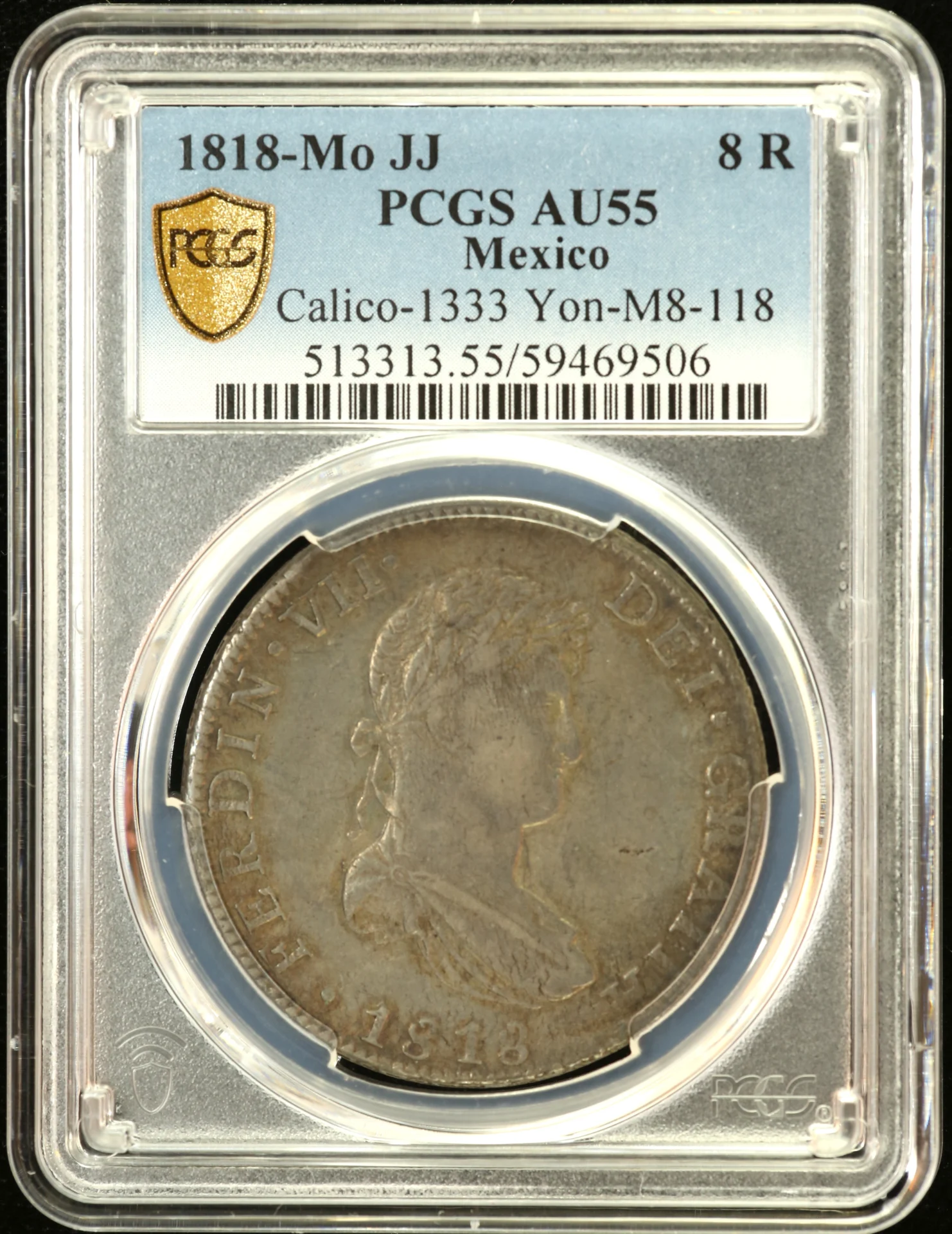 Colonial Silver & Minors 8 Reales 1818 Mo JJ PCGS AU55 Calico-1333 0162725