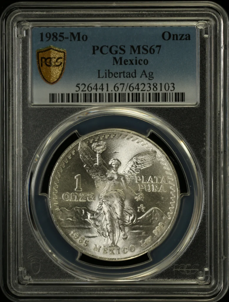 Mexican Coins Modern Silver & Minors Onza Modern Silver & Minors Onza 1985 Mo PCGS MS67 0162552 Modern Silver & Minors Onza 1985 Mo PCGS MS67 0162552