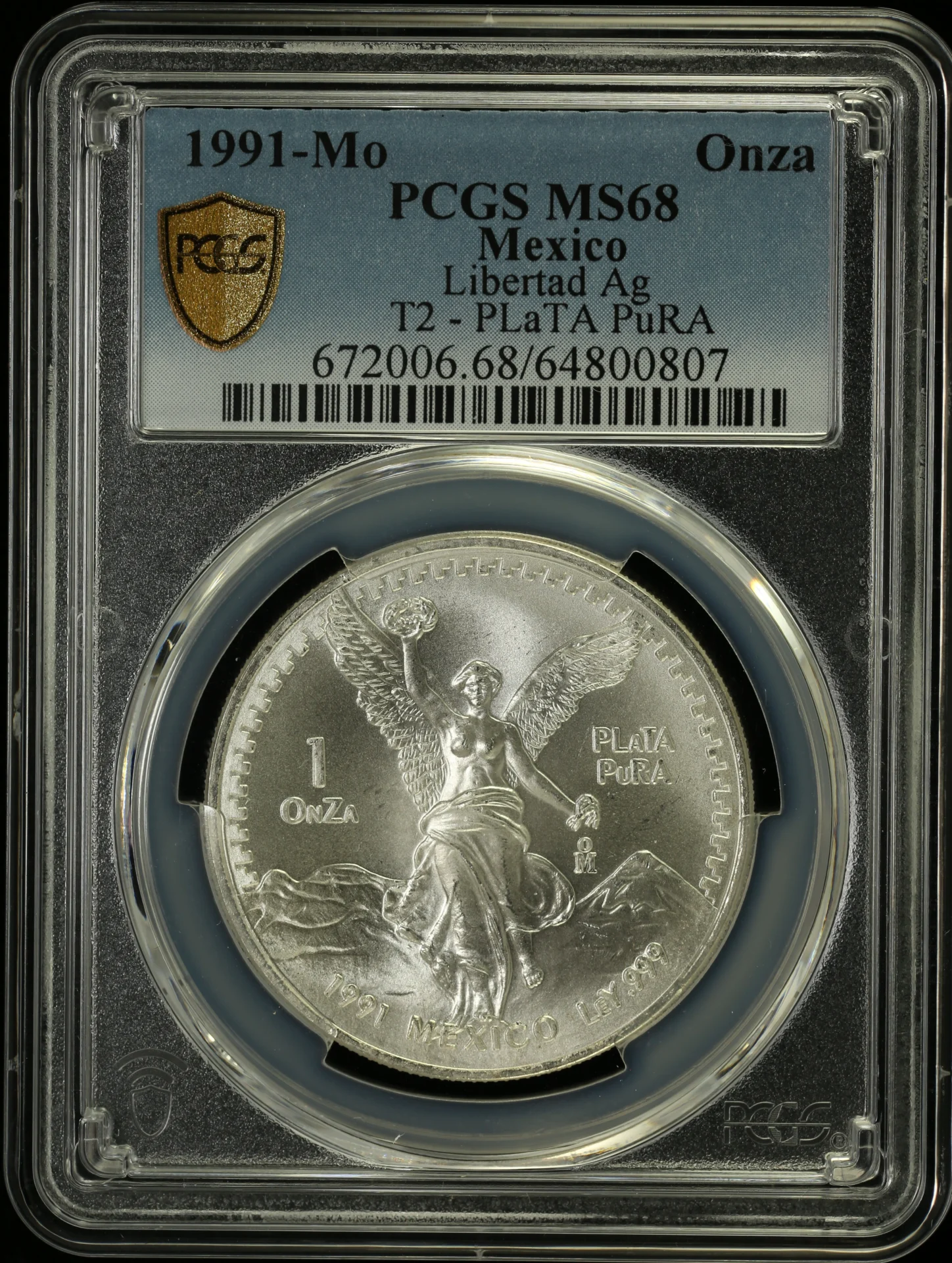 Mexican Coins Modern Silver & Minors Onza Modern Silver & Minors Onza 1991 Mo PCGS MS68 0162874 Modern Silver & Minors Onza 1991 Mo PCGS MS68 0162874Modern Silver & Minors Onza 1991 Mo PCGS MS68 0162874