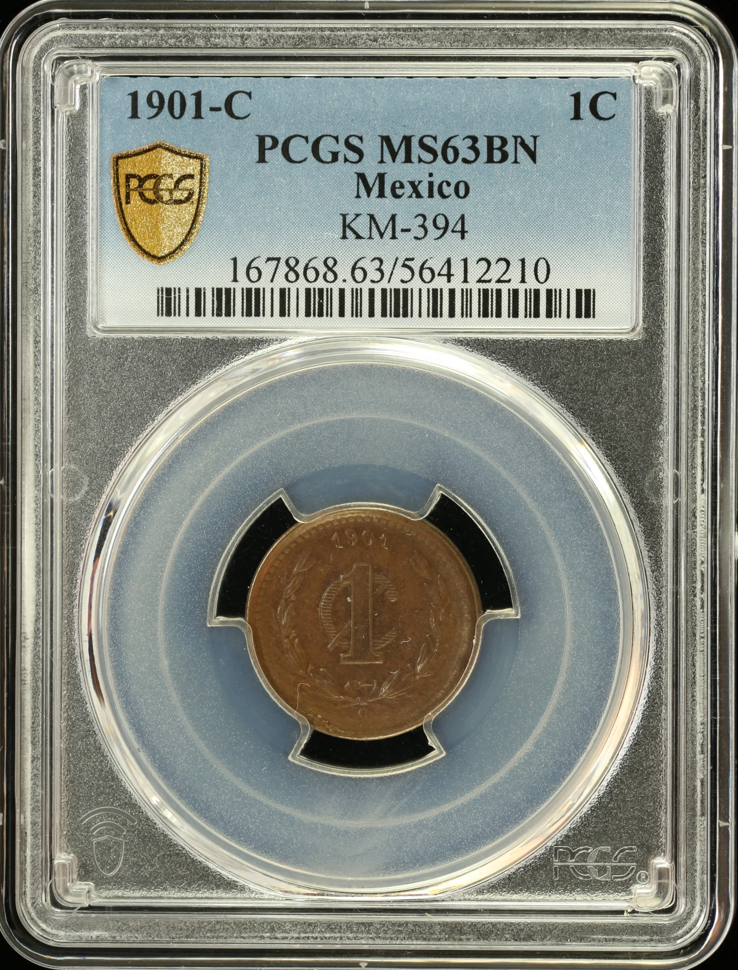 Centavo Mexican Coins Modern Silver & Minors Modern Silver & Minors Centavo 1901 C PCGS MS63BN KM-394 0162906 Modern Silver & Minors Centavo 1901 C PCGS MS63BN KM-394 0162906Modern Silver & Minors Centavo 1901 C PCGS MS63BN KM-394 0162906