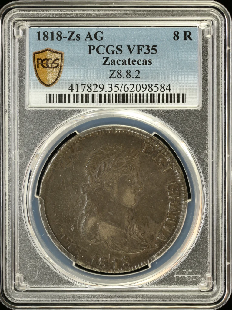 War For Independence 8 Reales 1818 Zs AG PCGS VF35 0162988